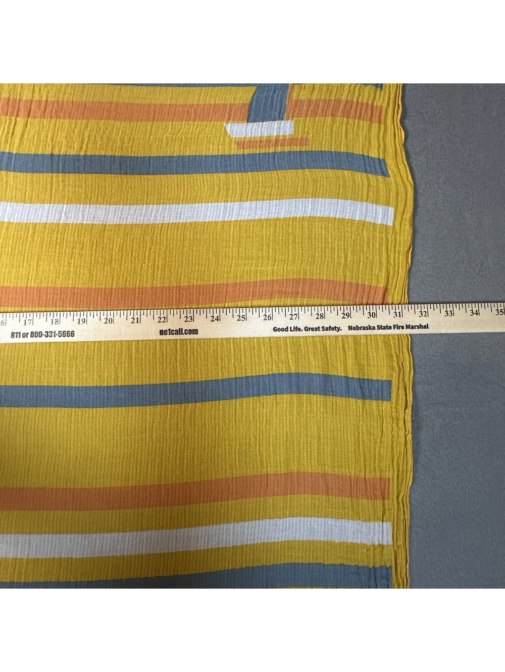 Vintage Lightweight Yellow Striped Scarf with Sailboat Pattern